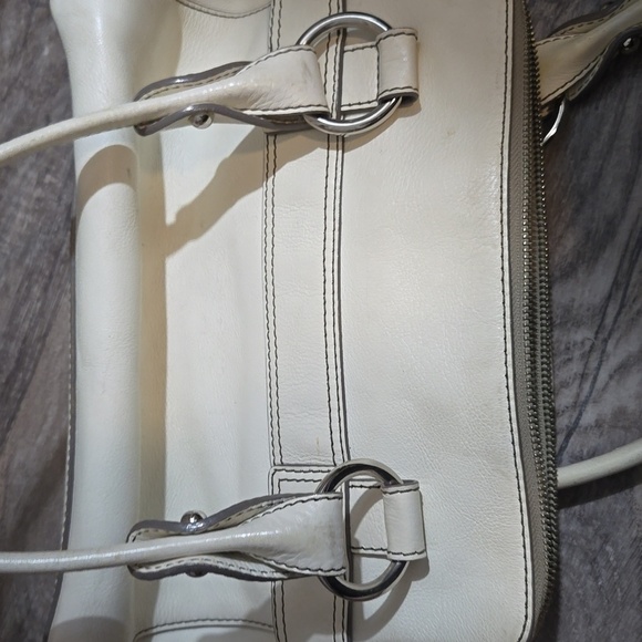 VINTAGE BANANA REPUBLIC LEATHER BAG OFF WHITE - Picture 16 of 17